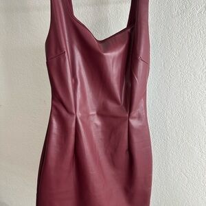 Fashion Nova Burgundy Faux Leather Mini Dress
